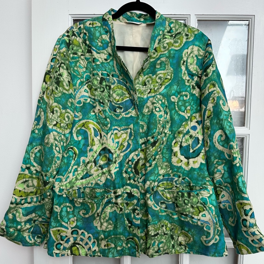 Vintage Laura Ashley Women's Silk Linen Blazer Size L Large Floral Paisley